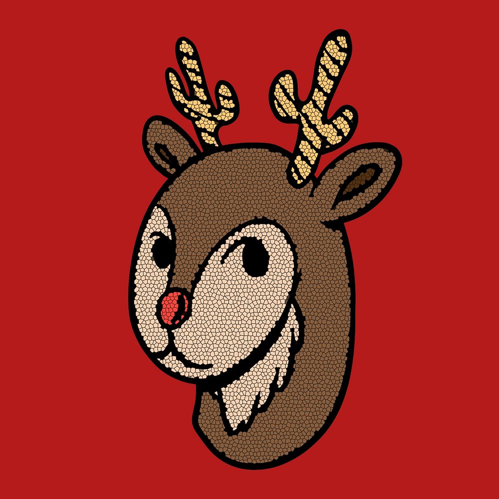 Brown antlers sticker on red background