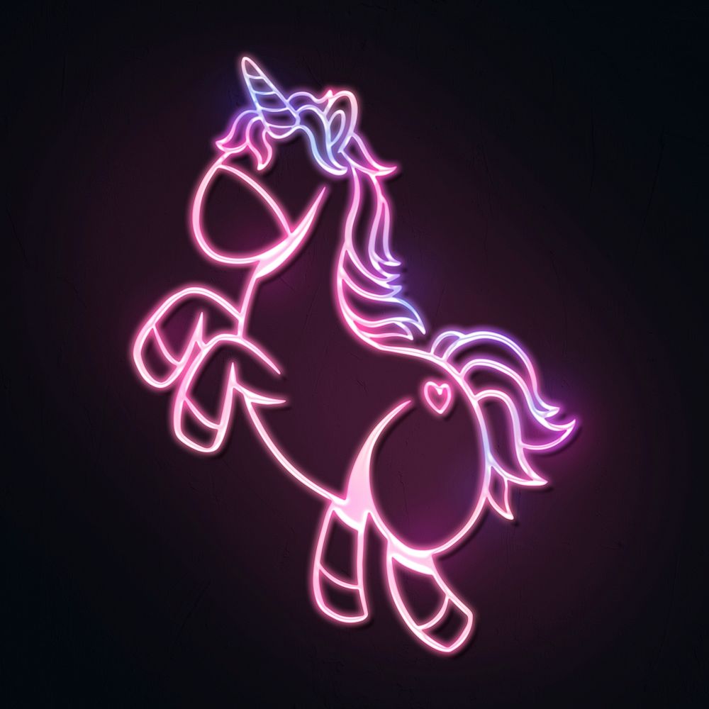 Neon pastel unicorn sticker overlay design resource