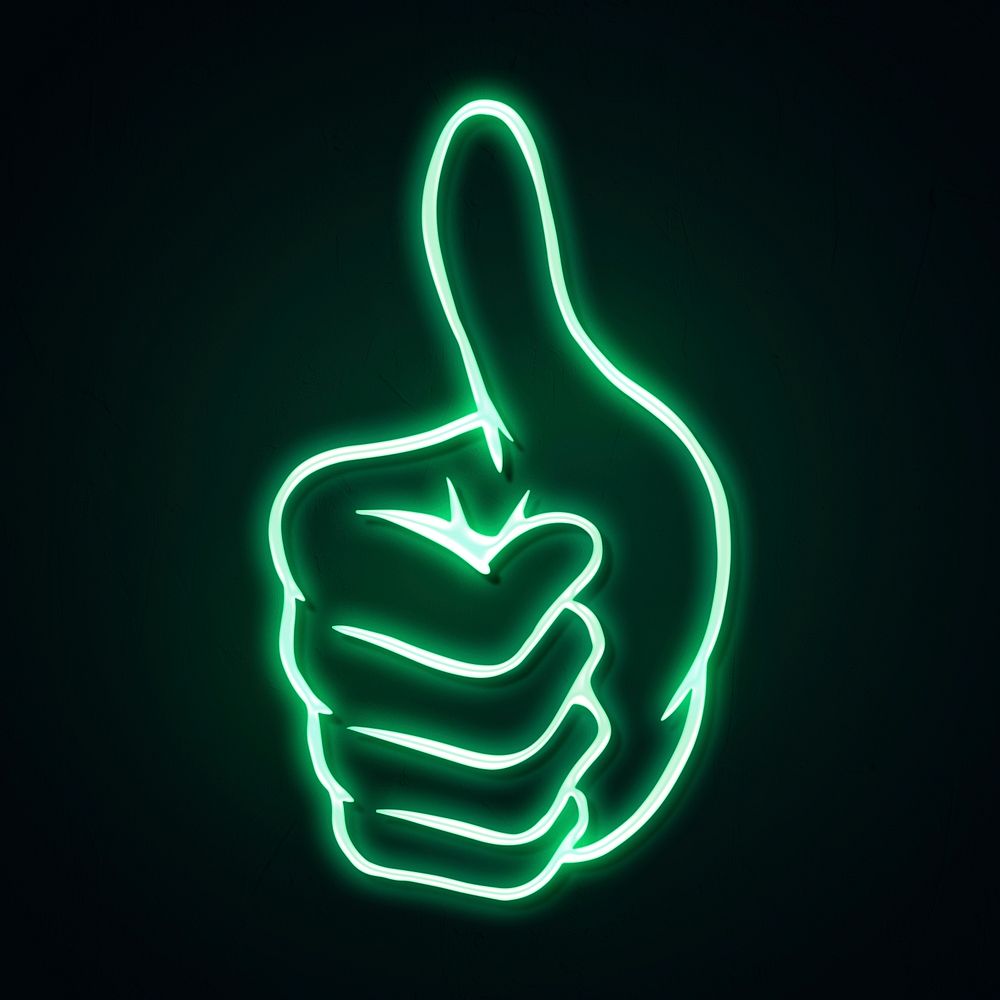 Neon green thumbs up sticker overlay design resource 