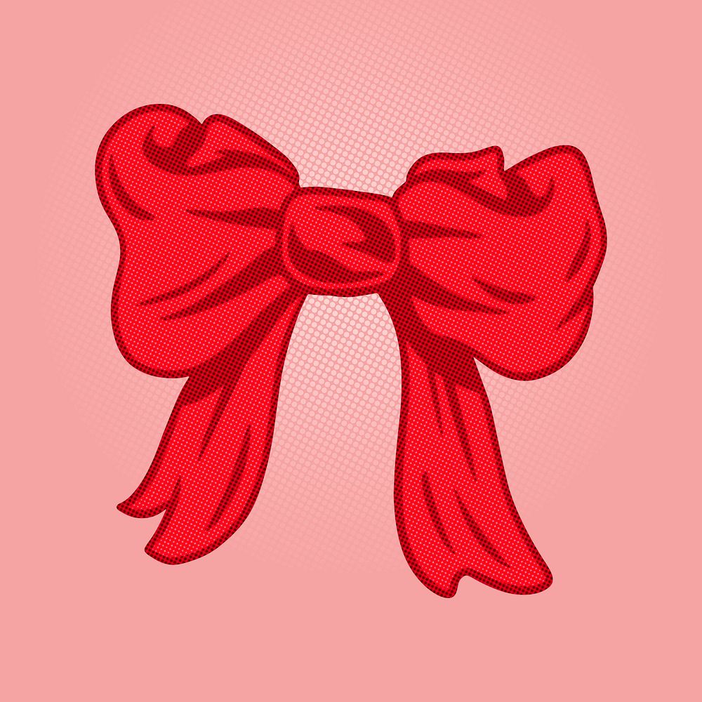 Red bow sticker design element