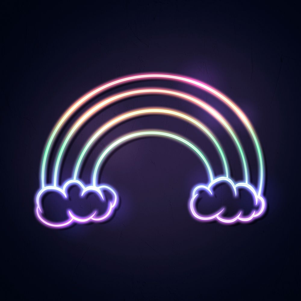 Neon rainbow sticker overlay design resource 