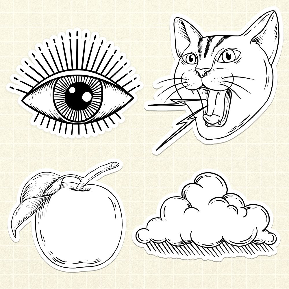 Outline sticker overlay collection design resources