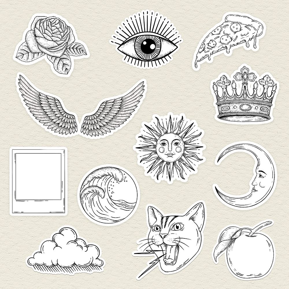 Drawing sticker set design resources