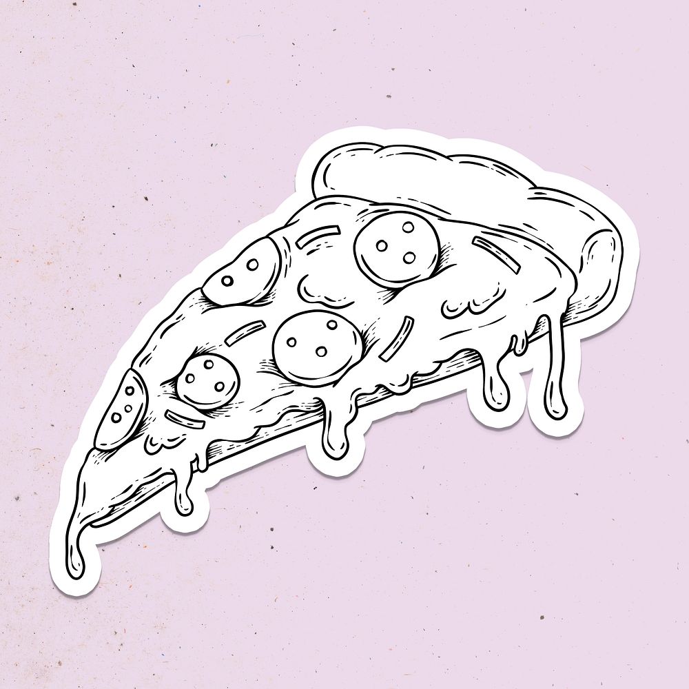 Pepperoni pizza outline sticker overlay on a lilac background