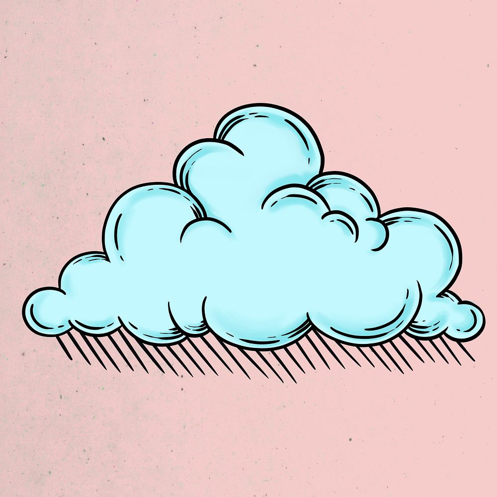 Sky blue cloud sticker overlay on a pastel pink background 