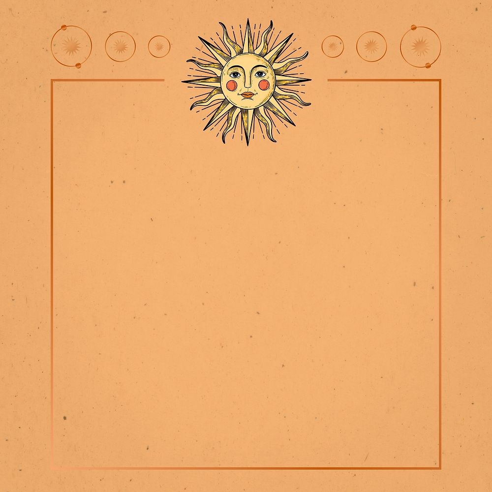 Rectangle sun frame on orange background