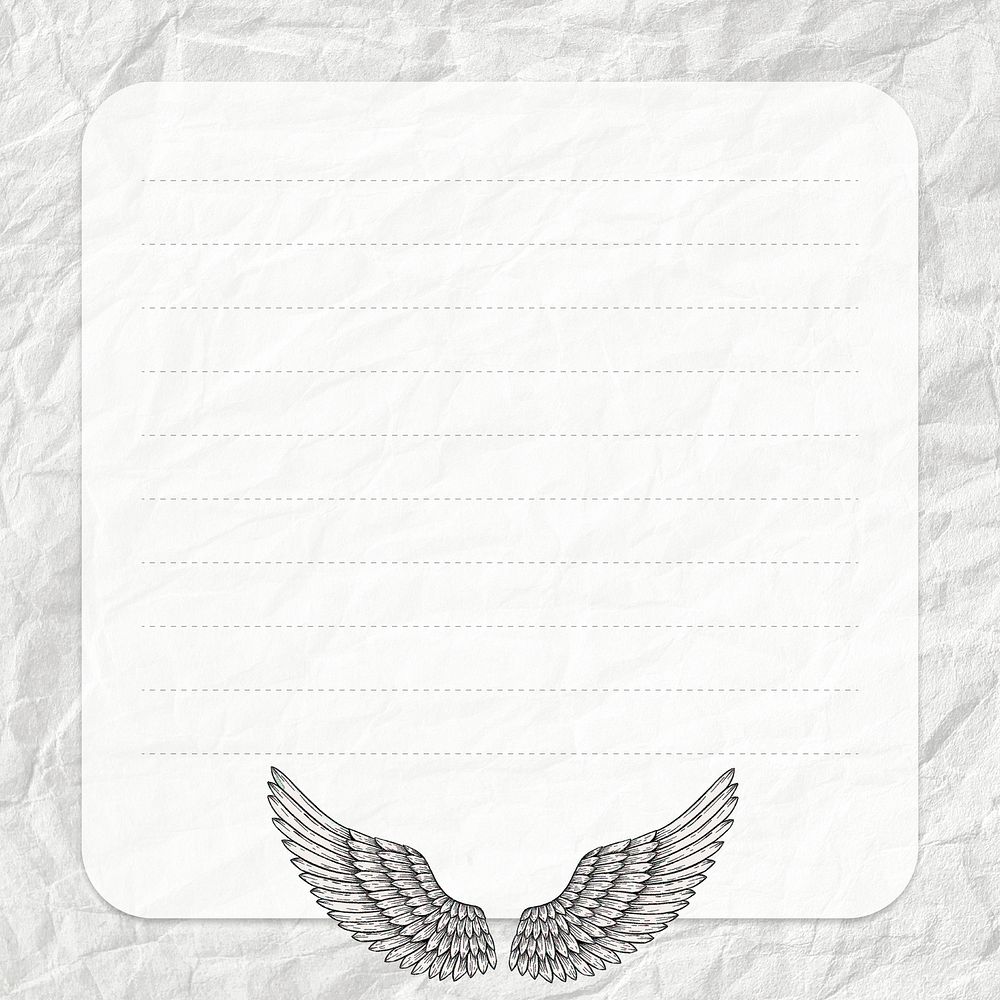 Hand drawn wings on square frame 
