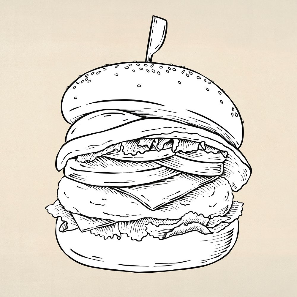 White hamburger sticker design element
