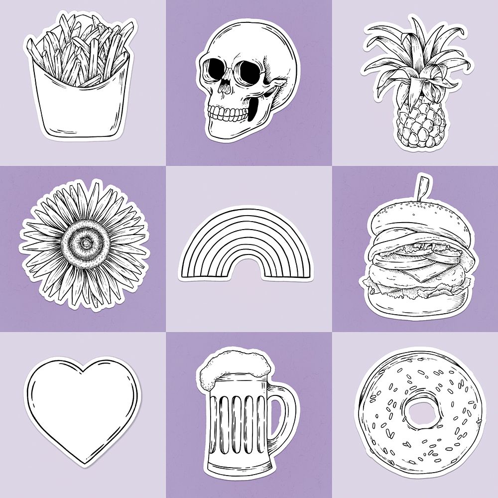 Drawing sticker set design resources