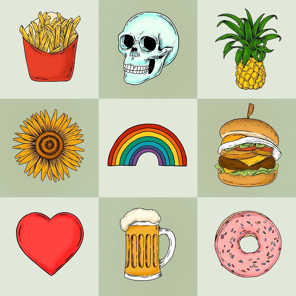 Colorful drawing icon set design resources