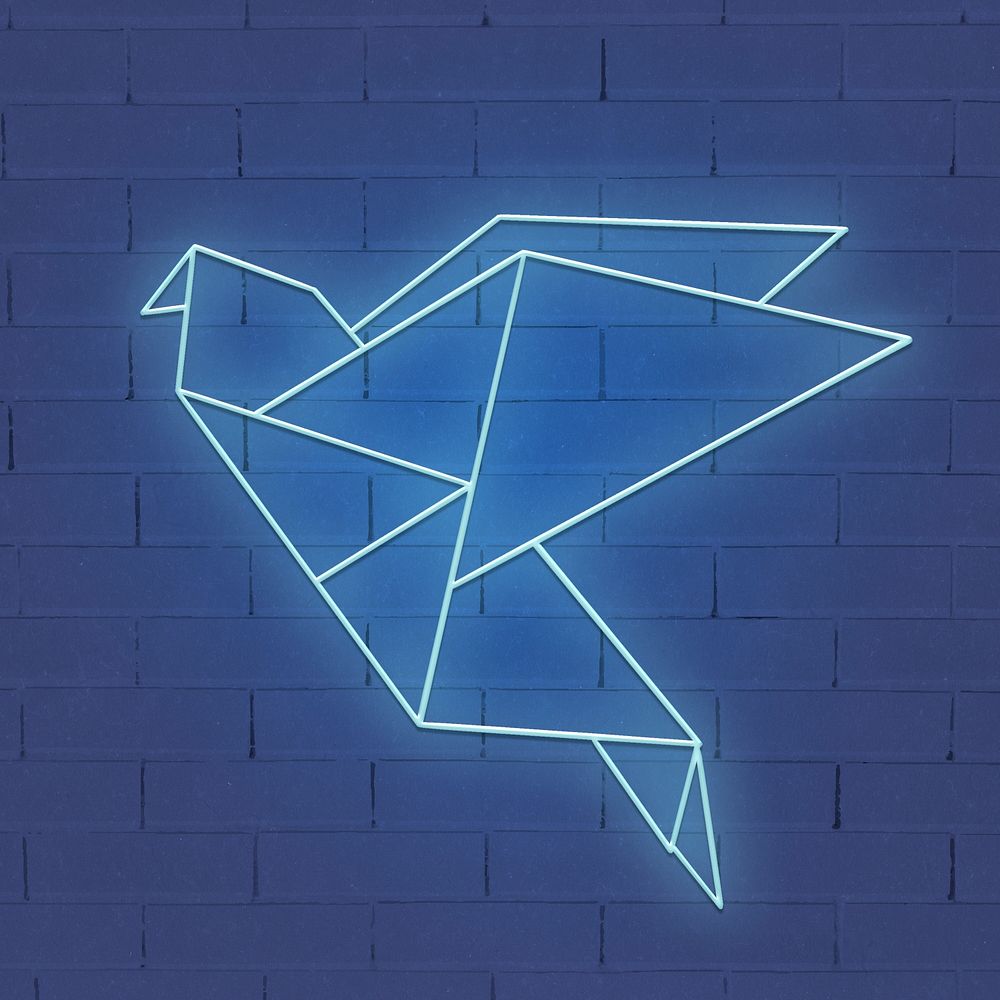 Neon origami bird design element