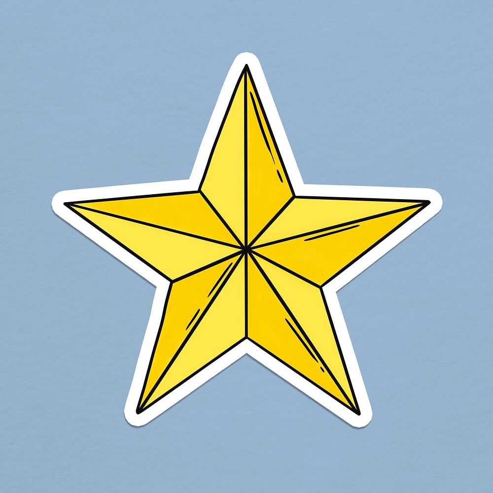 Gold star icon sticker design element