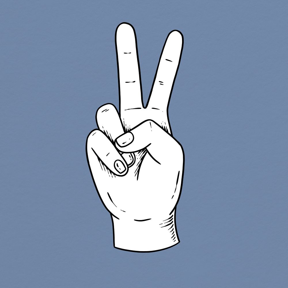 Victory hand sign drawing design element