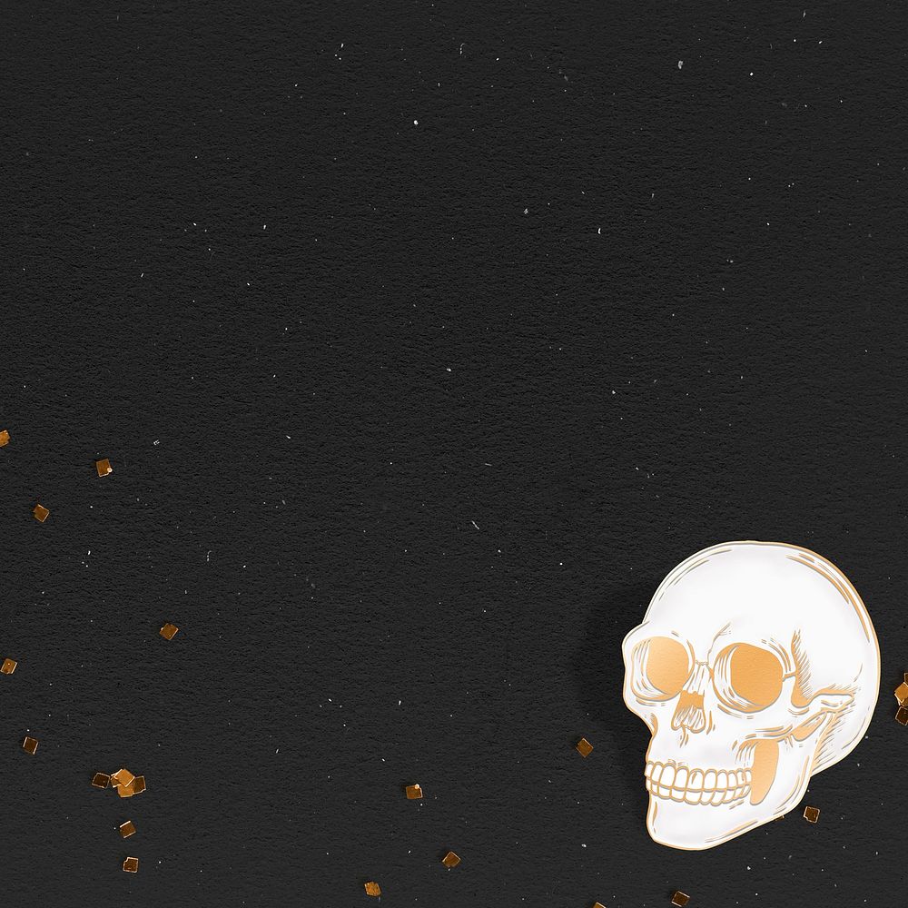 Gold skull on black background