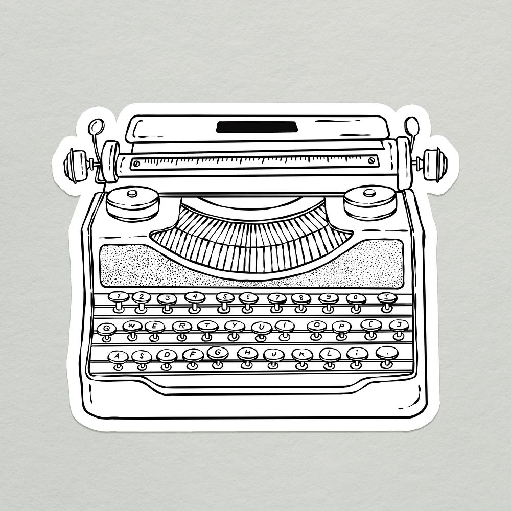 Black and white typewriter sticker psd