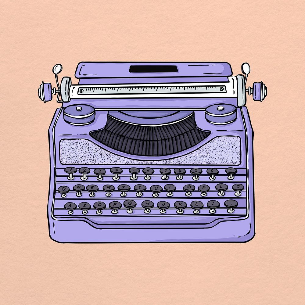 Classic purple typewriter psd
