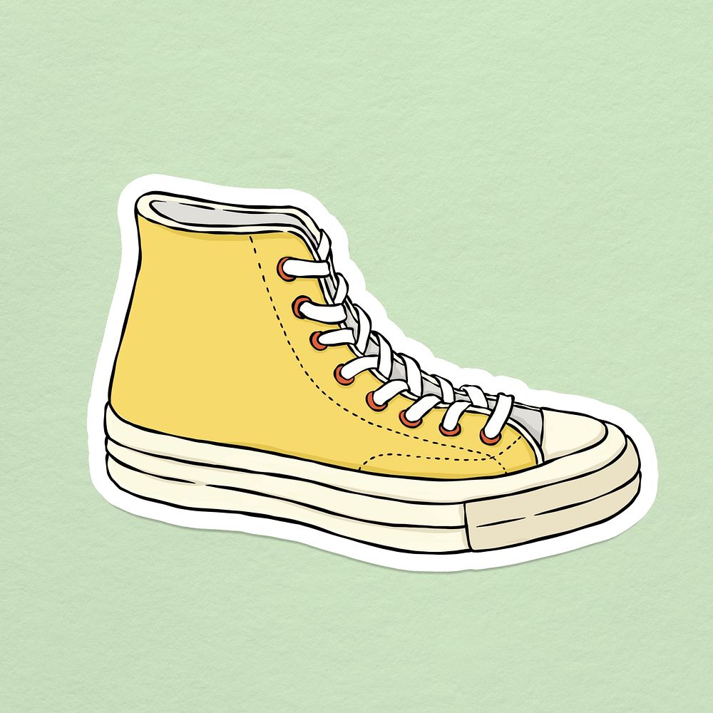 Retro high top canvas sneaker sticker psd