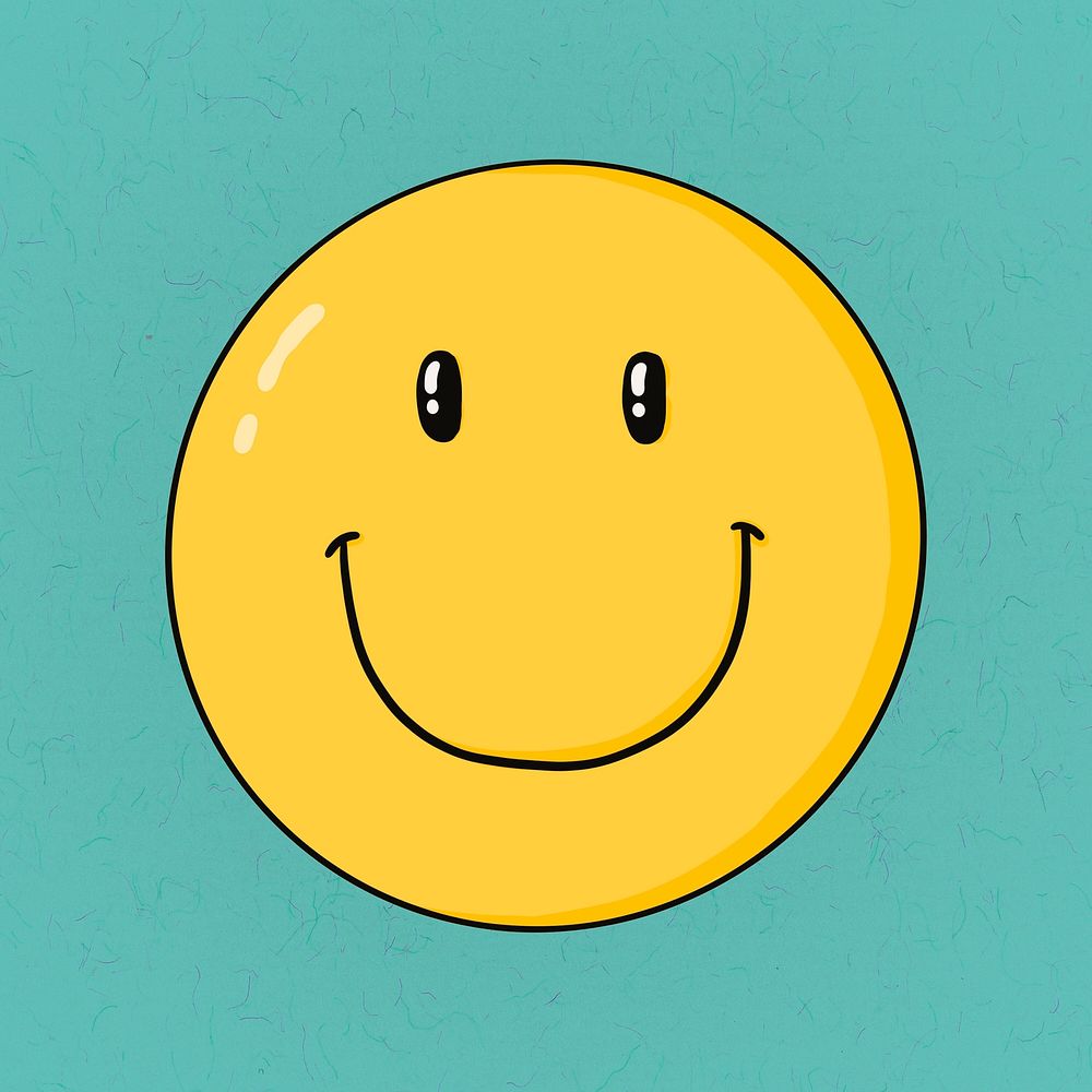 Retro yellow smiley sticker psd