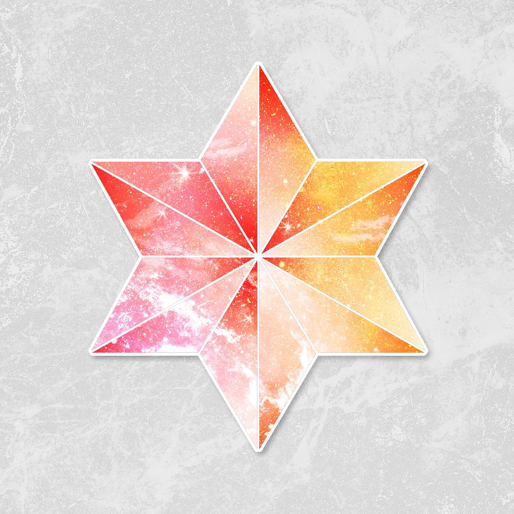 Orange galaxy patterned geometrical shaped star design element