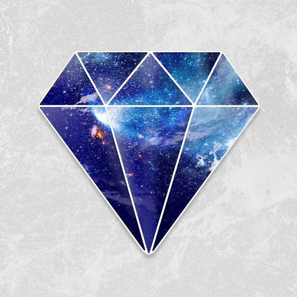 Blue galaxy patterned geometrical shaped diamond design element