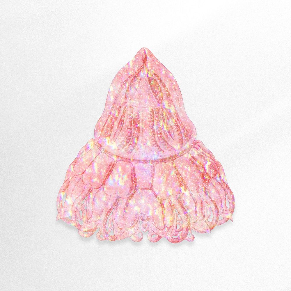 Pink holographic jellyfish sticker design element