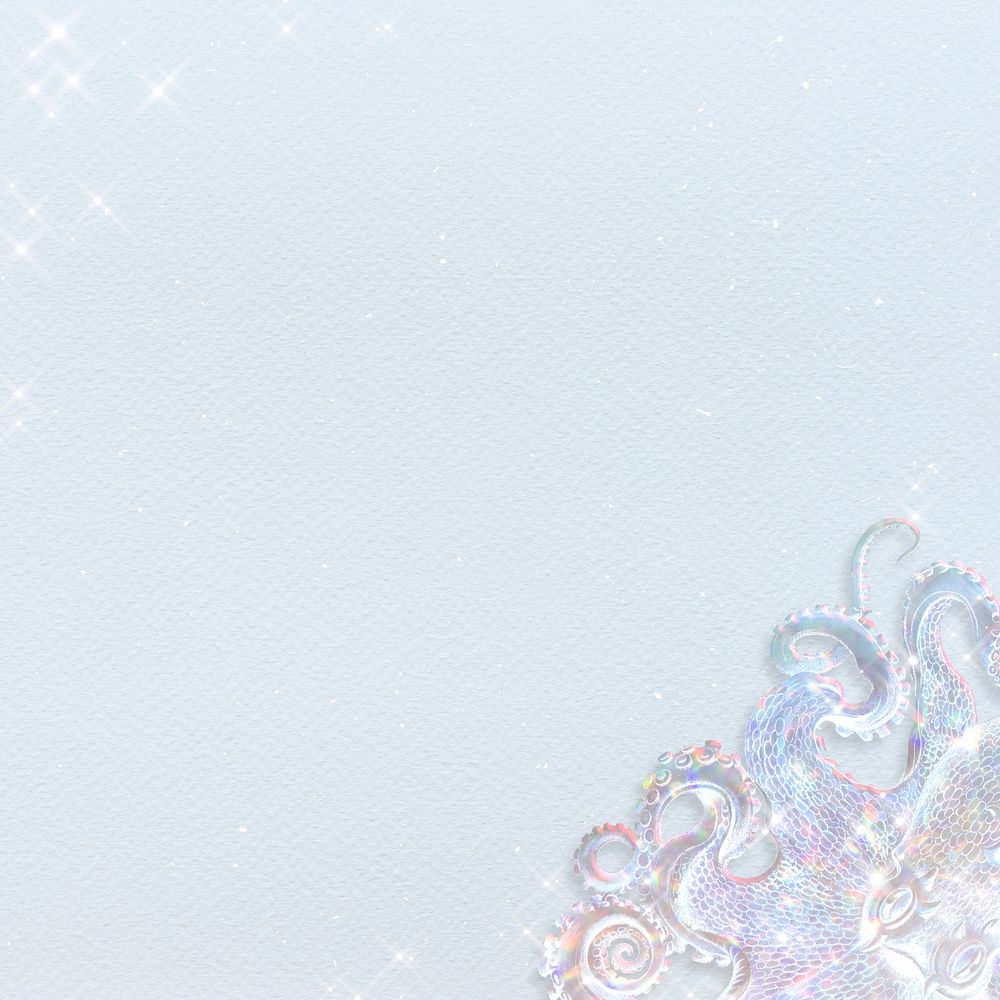 Silvery holographic octopus patterned background