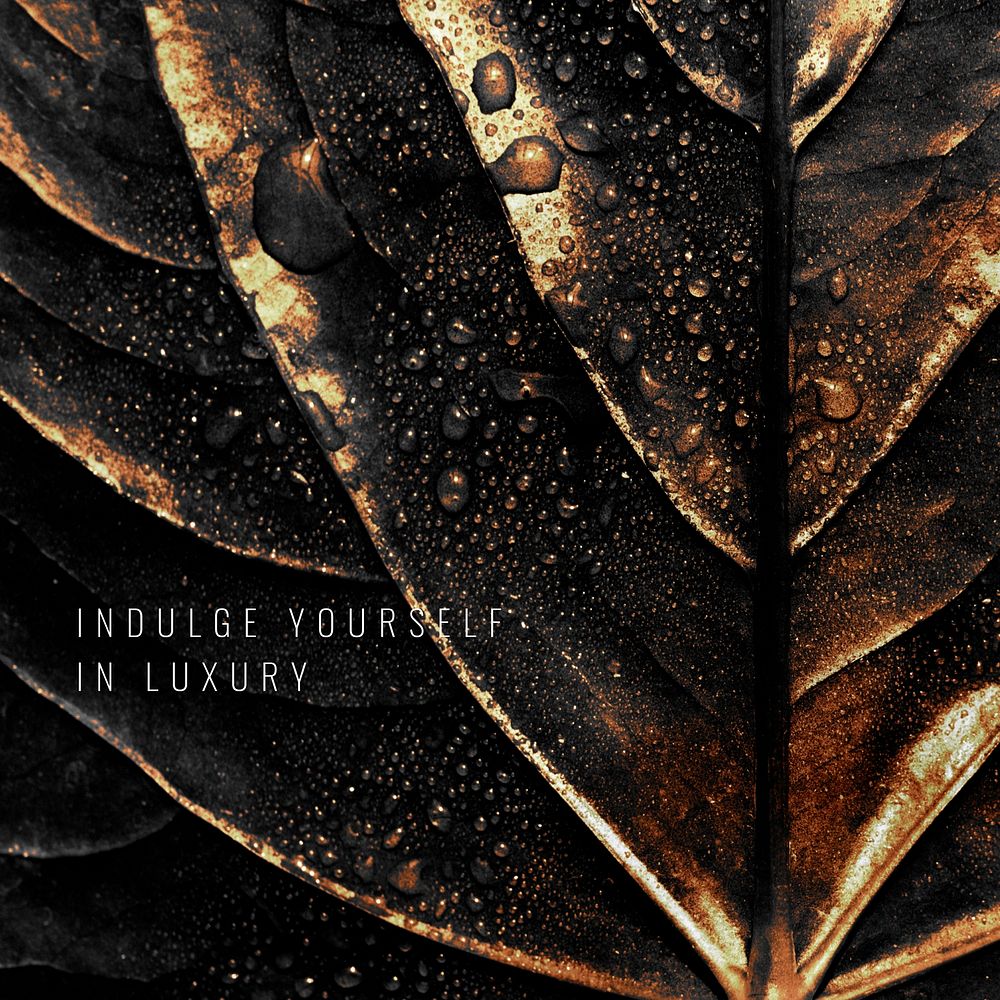 Indulge yourself in luxury on a wet golden leaf background 