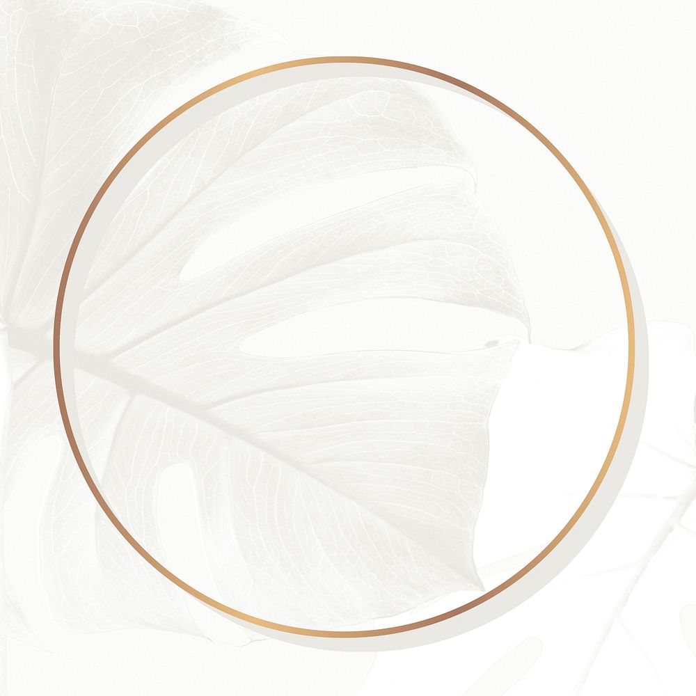 Golden round monstera leaves frame design resource 