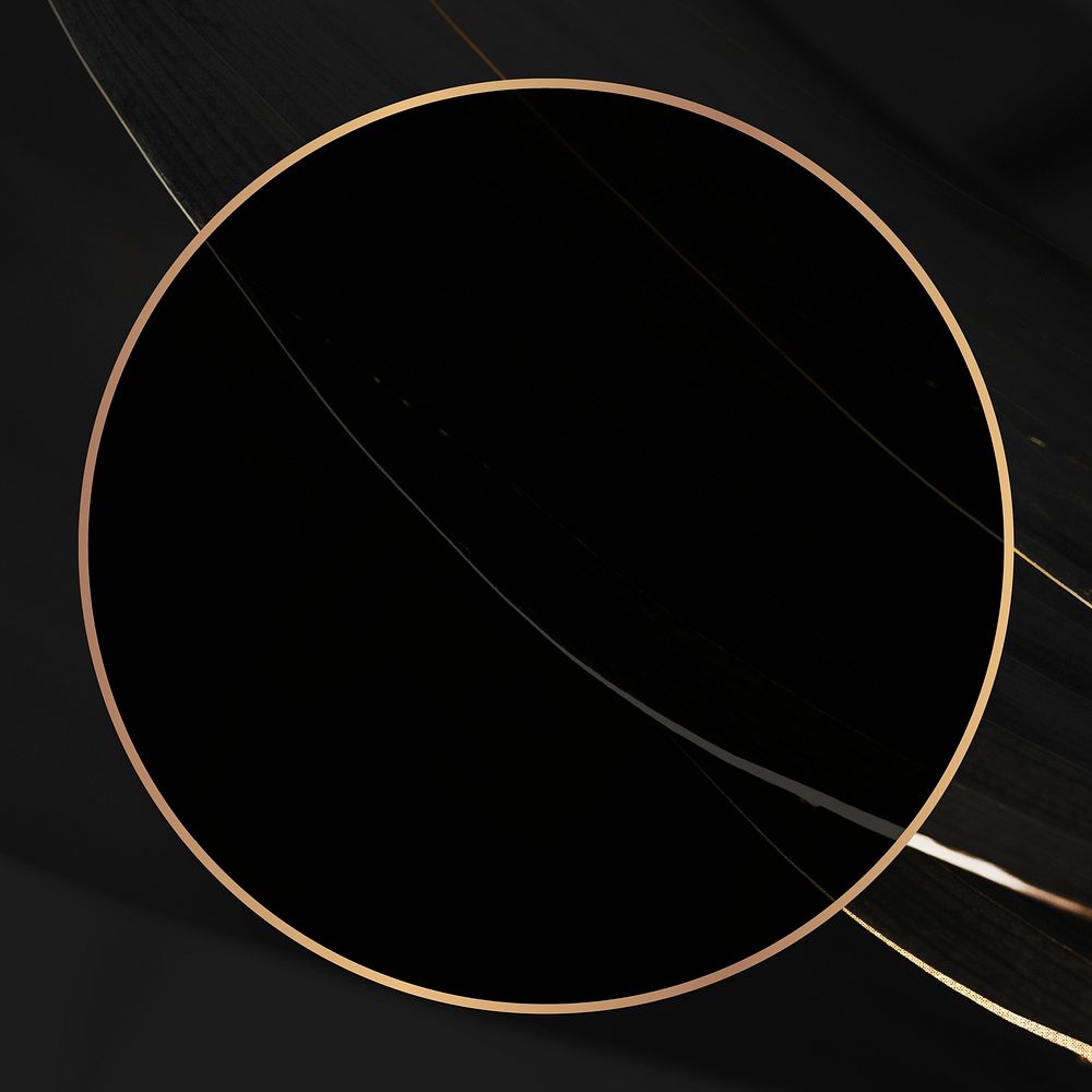 Golden round frame on a streaked background