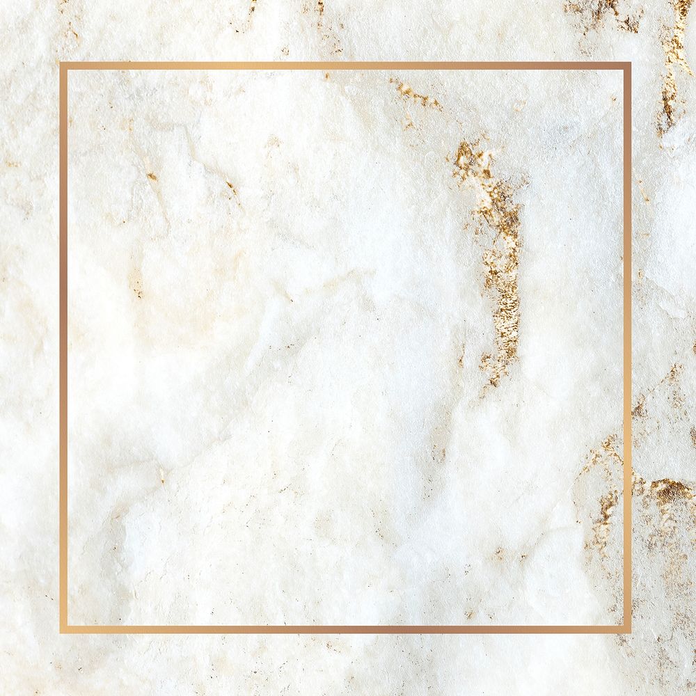 Golden white marble textured frame design resource
