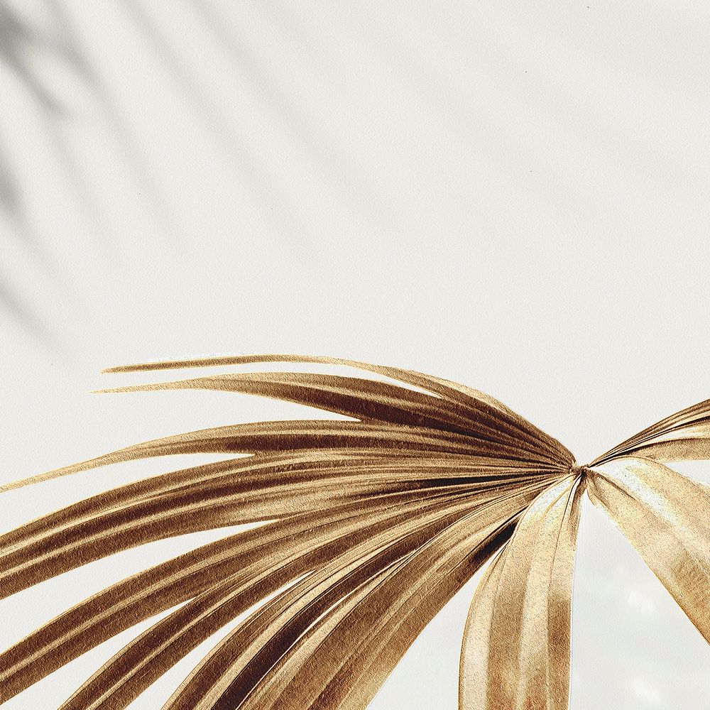 Golden palm leaves background design resource 