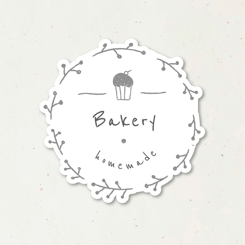 Bakery shop badge doodle style journal vector