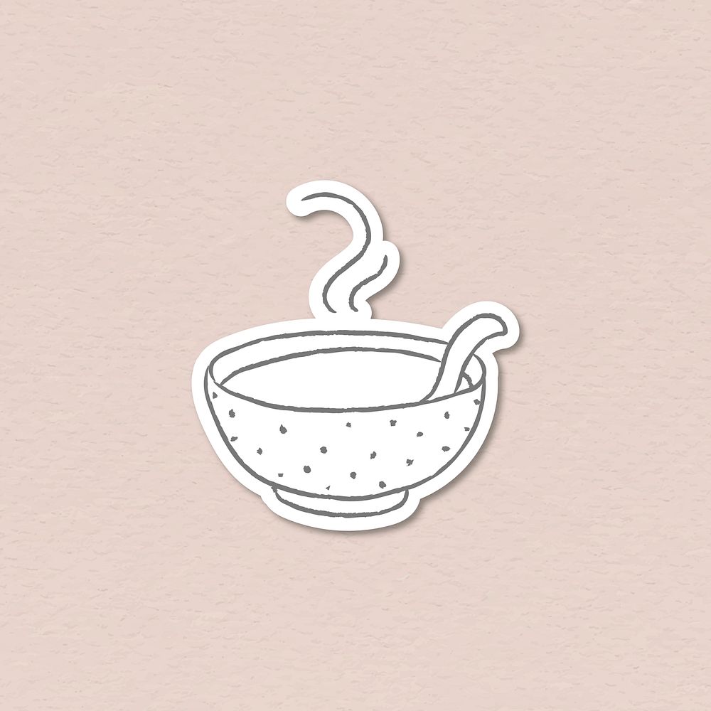 Doodle soup bowl sticker vector