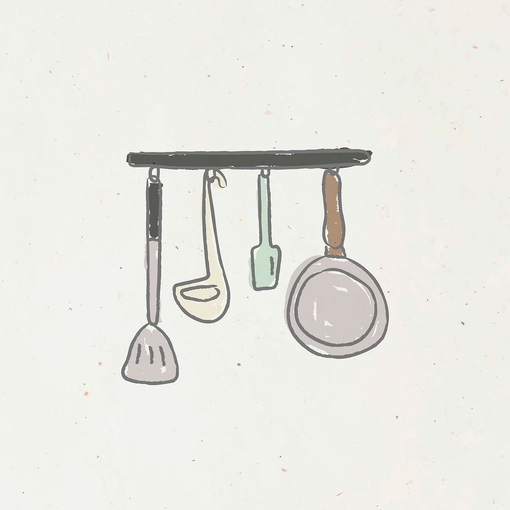 Doodle kitchenware equipment vector