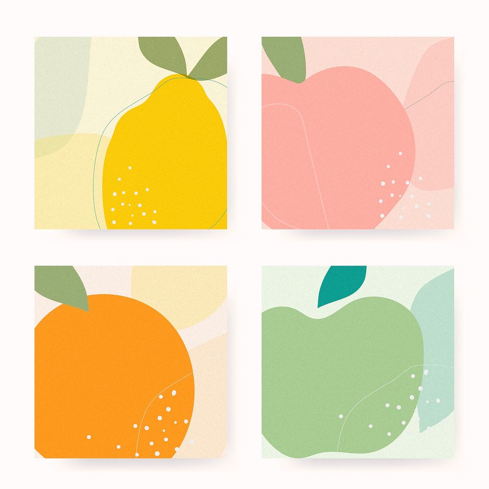 Hand drawn fruit Memphis background collection vector