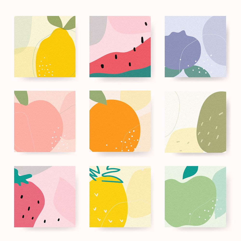 Hand drawn fruit Memphis background collection vector