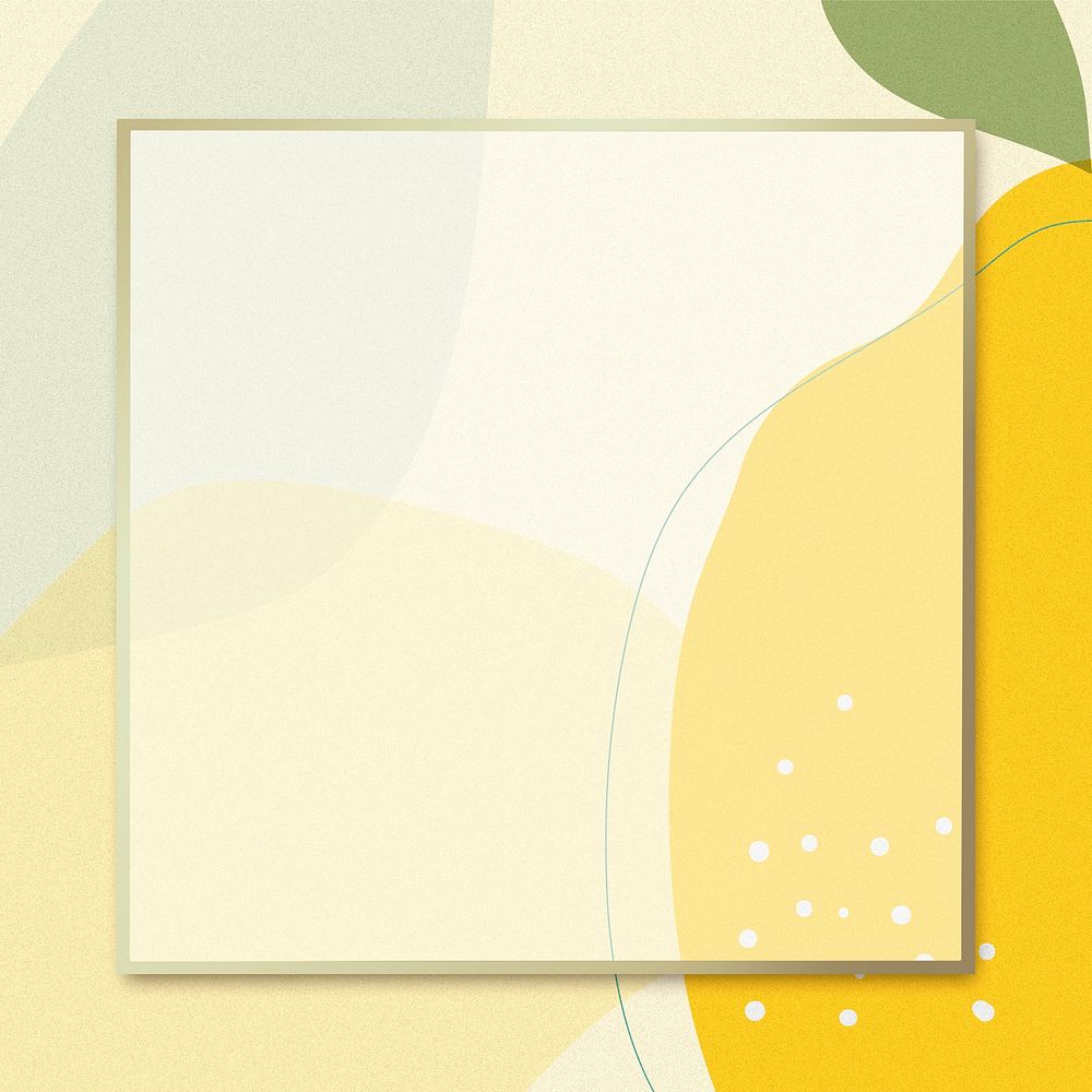 Square frame with a lemon on yellow