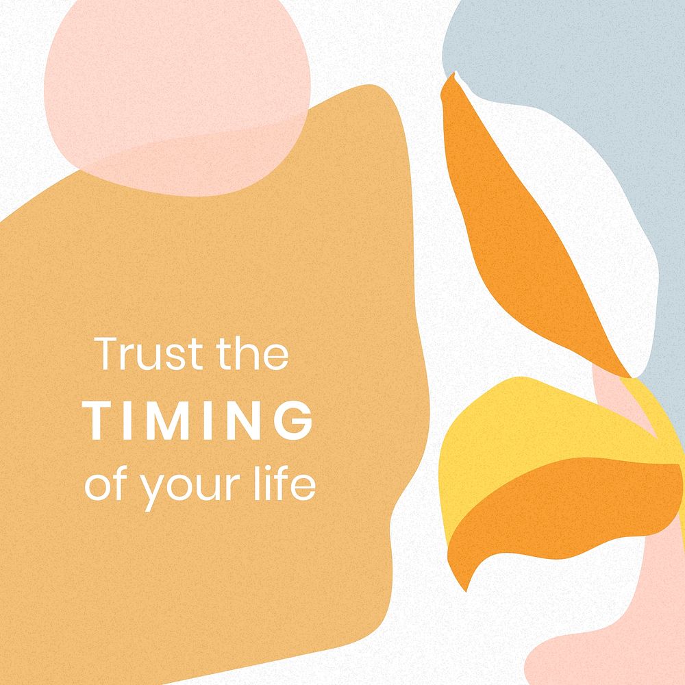 Trust the timing of your life Memphis quote template vector