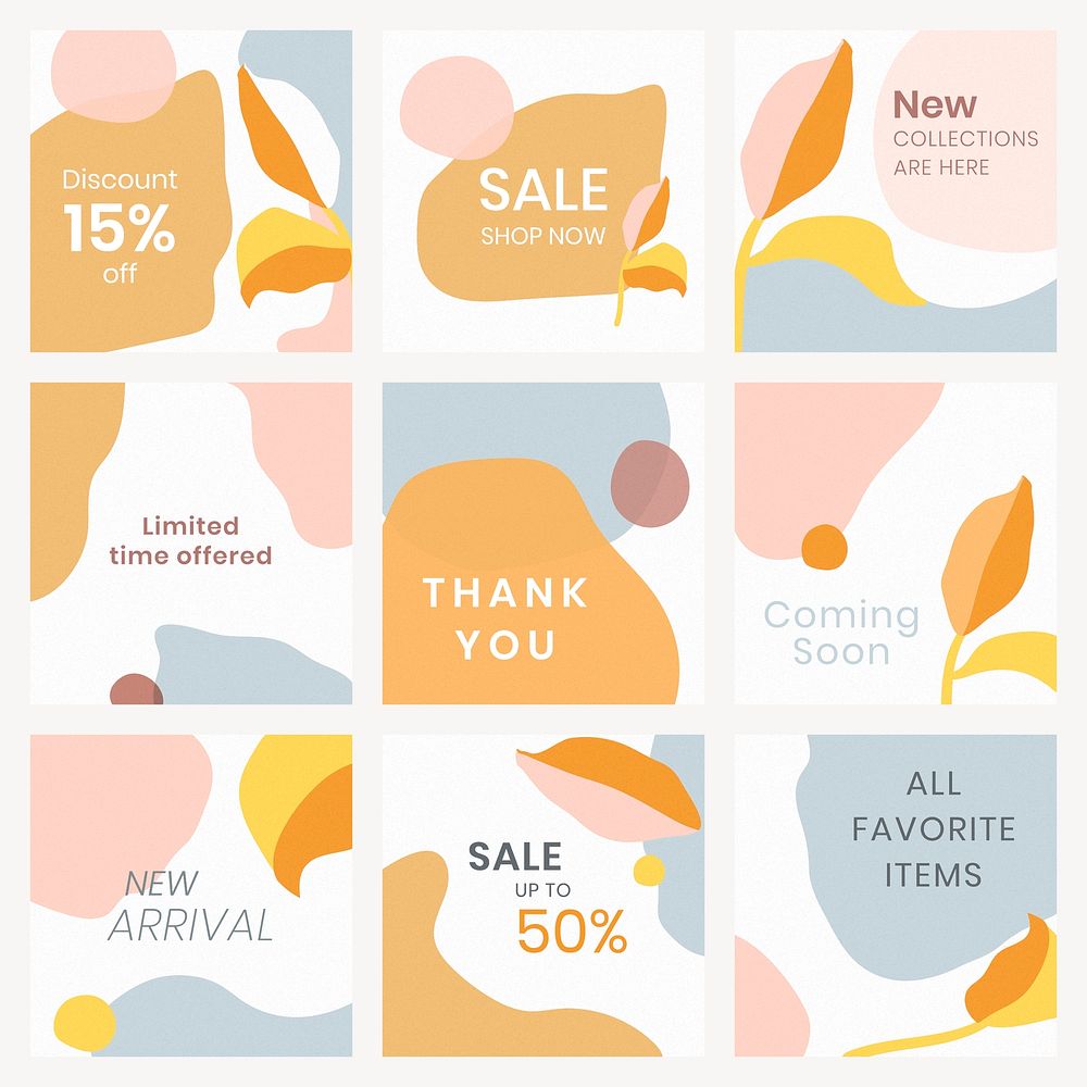 Instagram ad template vector style set