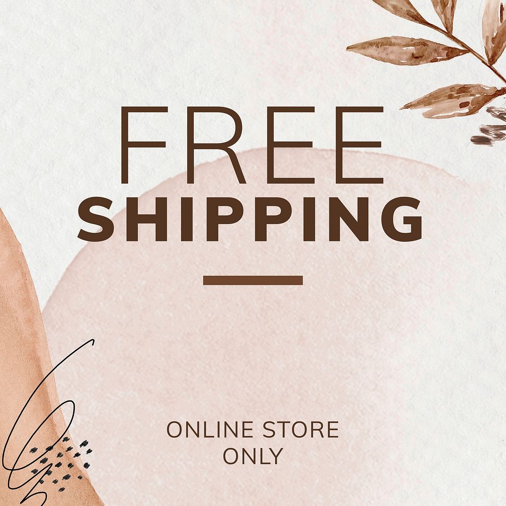 Free shipping watercolor Memphis patterned social template vector