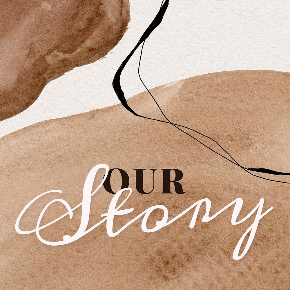 Our story watercolor Memphis patterned social template vector