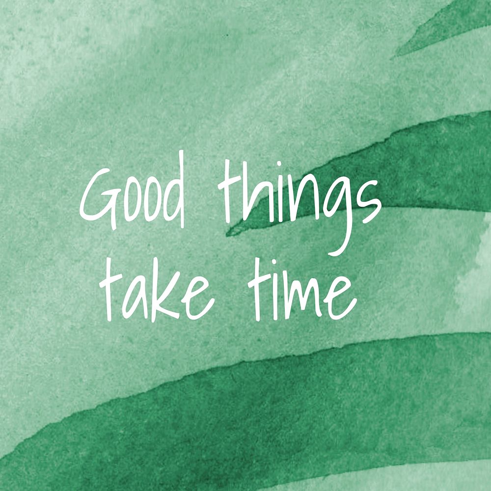 Good things take time watercolor Memphis patterned social template vector
