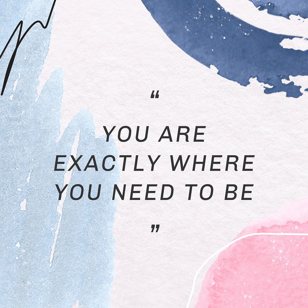 You are exactly where you need to be watercolor Memphis patterned social template vector