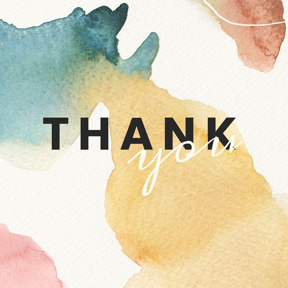 Thank you watercolor Memphis patterned social template vector