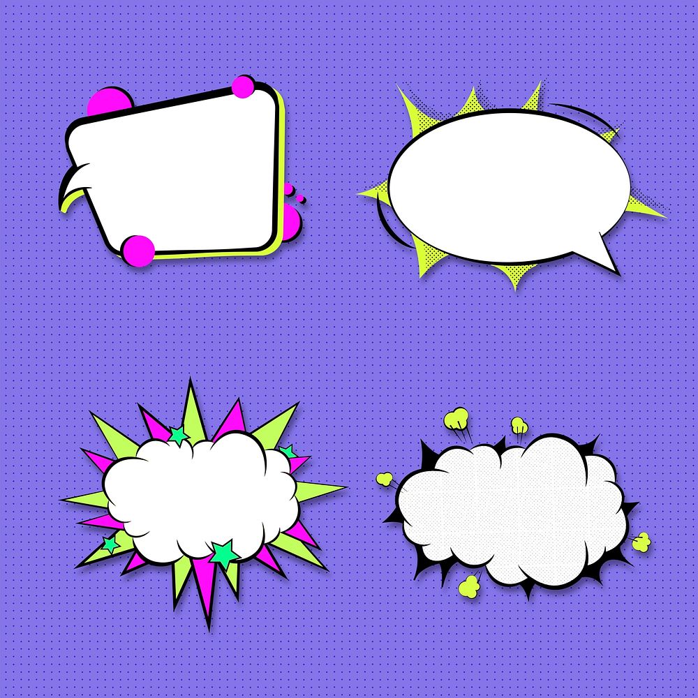 Cartoon effect speech bubble set design resource