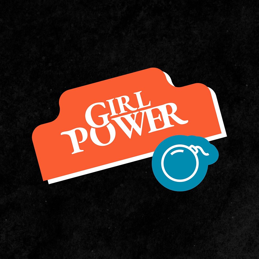Psd girl power word colorful sticker