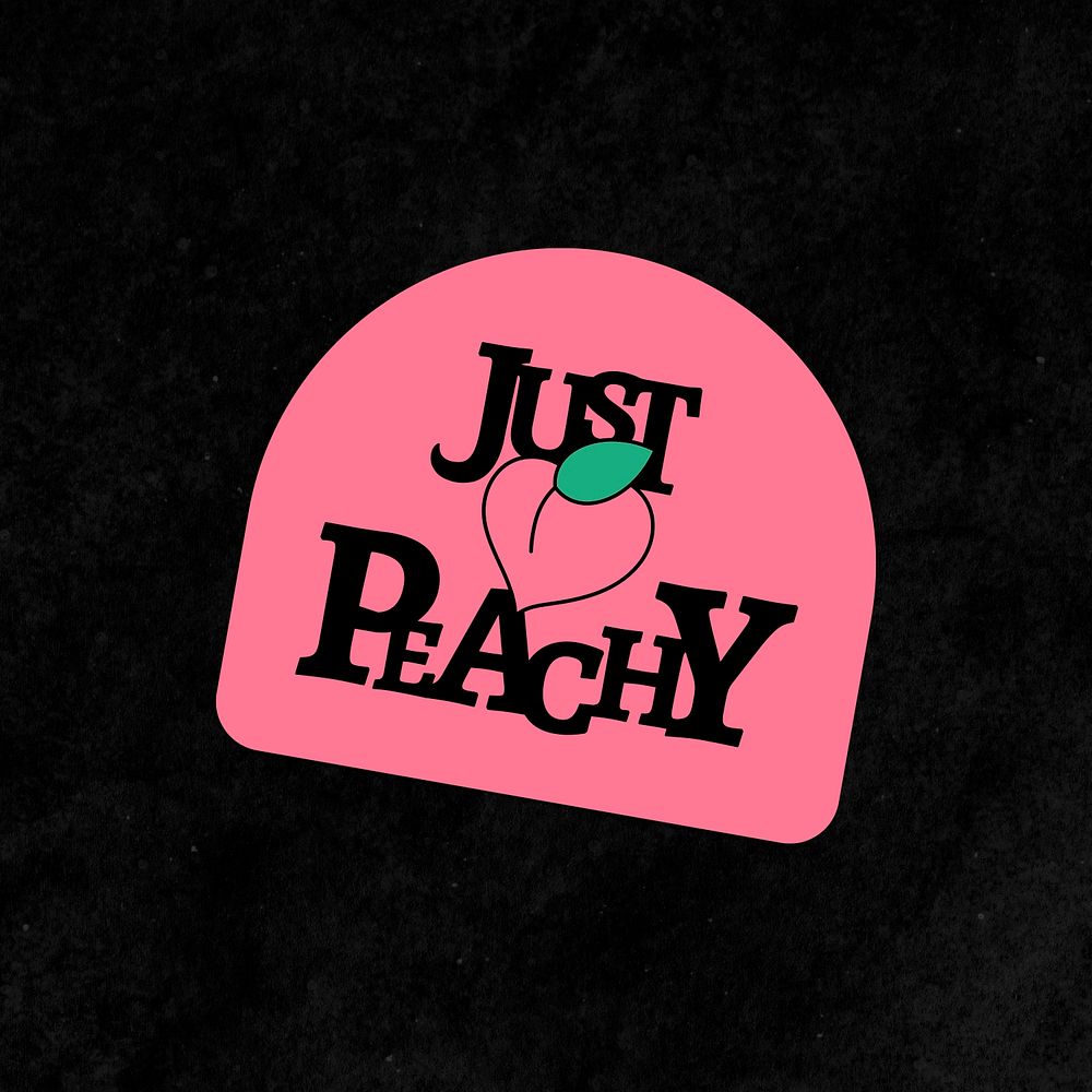 Psd just peachy word colorful vintage sticker 