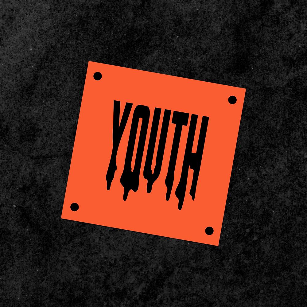 Psd youth word colorful vintage halloween sticker 