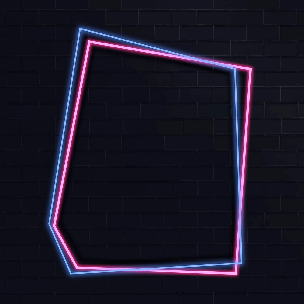 Pentagon neon frame on a dark background vector