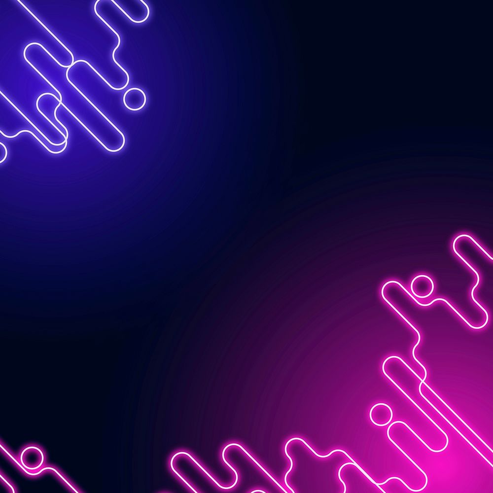 Neon abstract border on a squared dark purple template vector